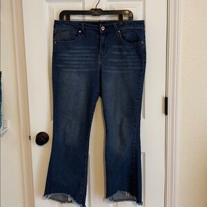 1822 Denim Dark Blue frayed hem Jeans